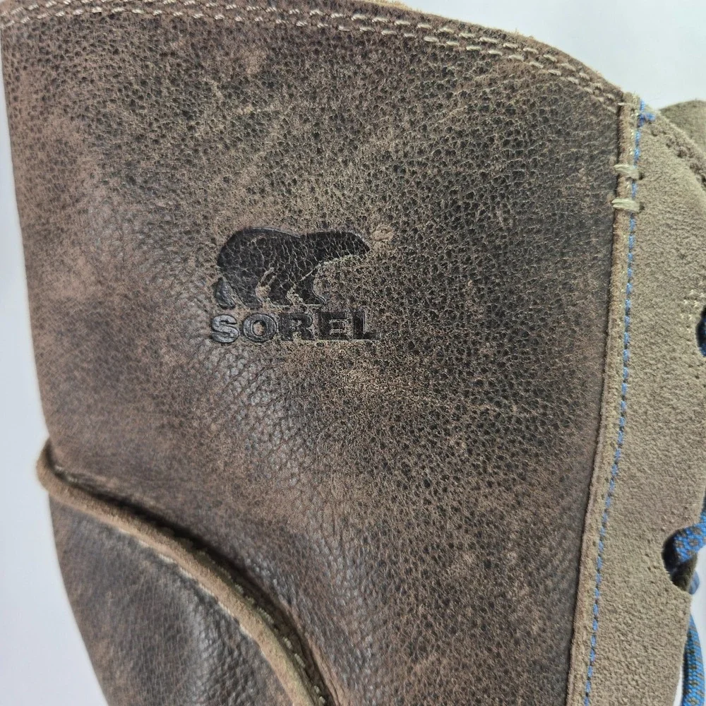 Sorel Boots Womens 9.5 Brown Gray Cate The Great Leather Hidden Wedge Waterproof
